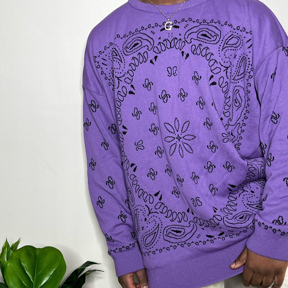 Boohoo Men Purple Bandanna Sweater